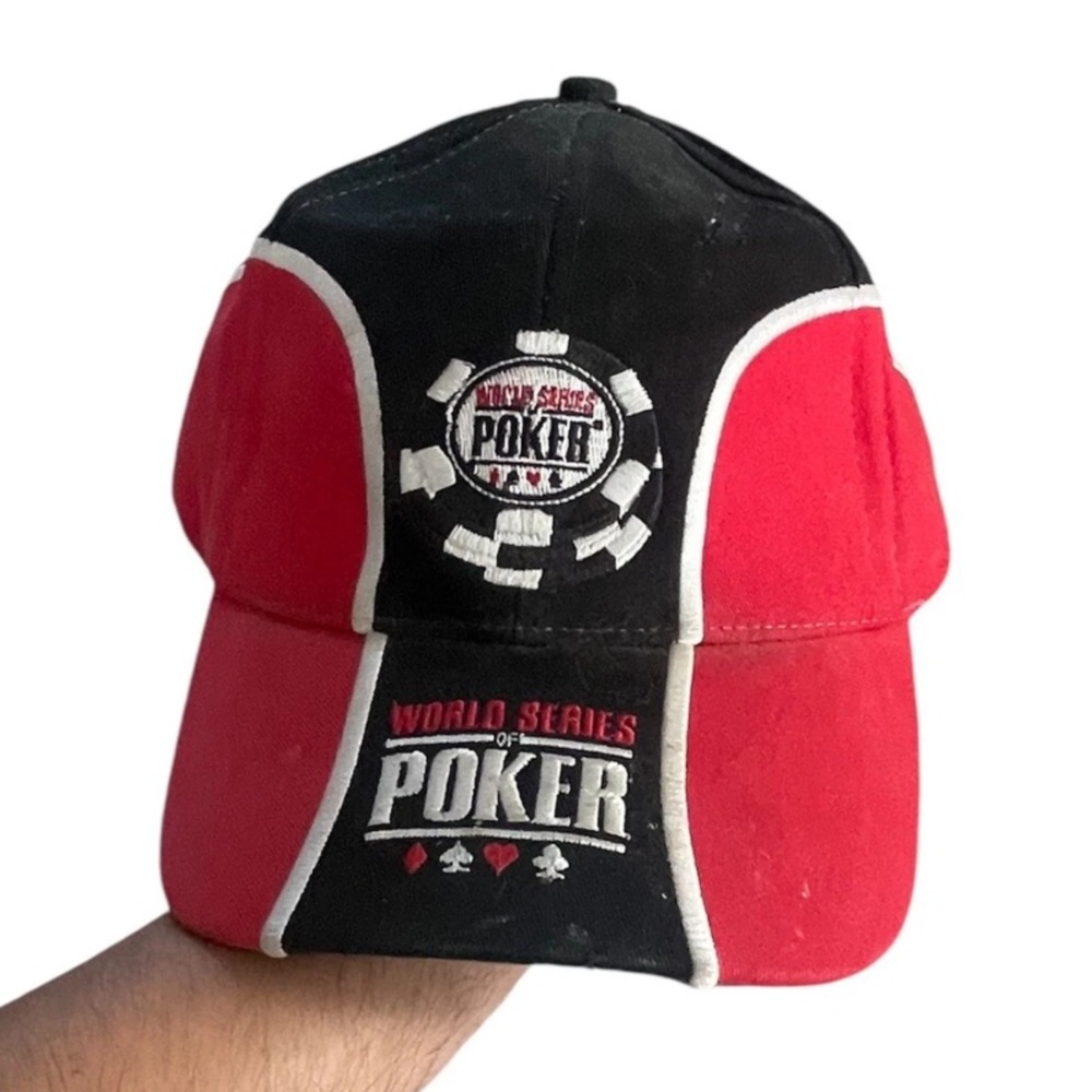 WSOP 2005 Vintage Poker Adjustable Strapback Cap Hat Black Red Las Vegas
